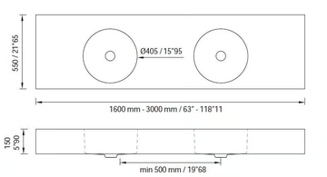 CIRCLE SYSTEM - Wall-mounted double round Solid Surface washbasin by MOMA Design - view 3